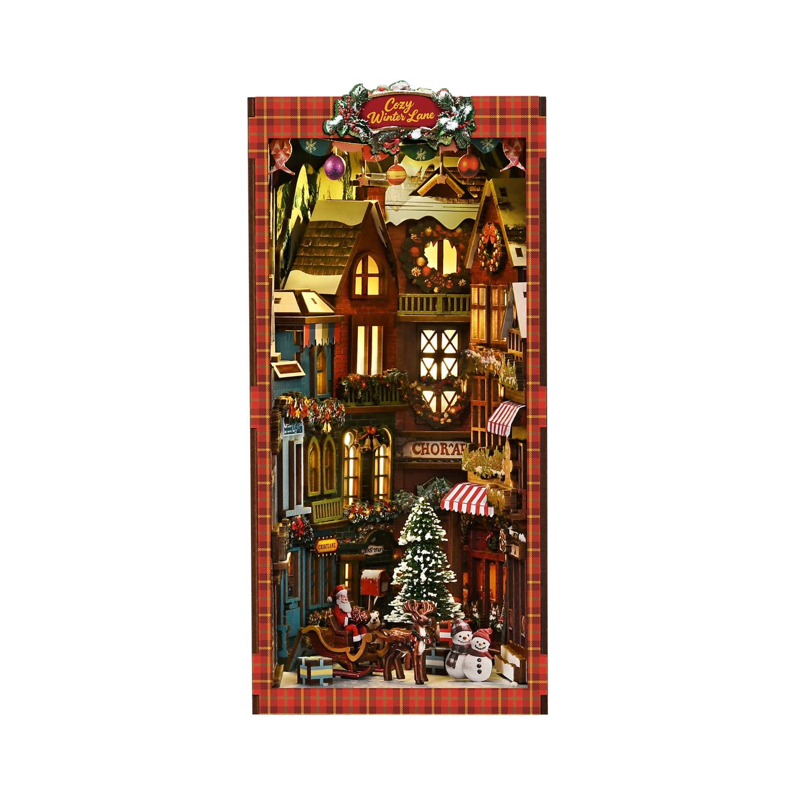 Book Nook Kits 296 Pieces | 23×18×11 cm (9.05"×7.08"×4.33") Christmas Street Corner - DIY Book Nook Kit