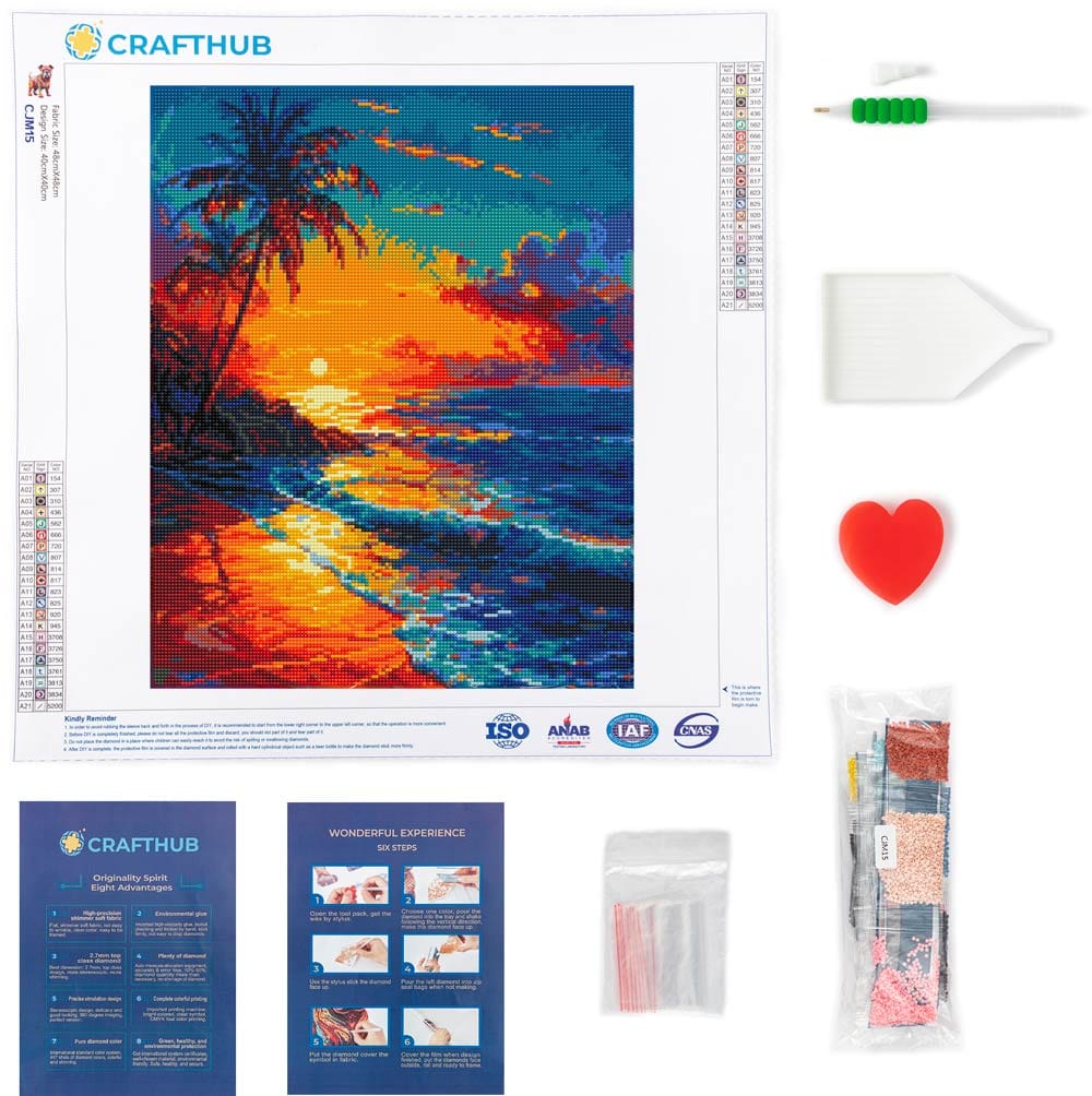 15.7" x 19.7" (40x50cm) Sunset Beach - Diamond Painting Kit