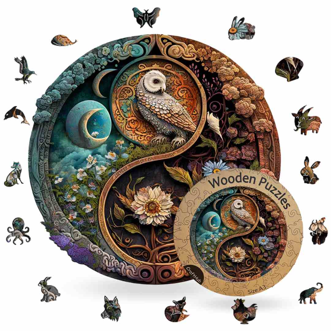 Fleur et oiseau Yin Yang - Puzzle