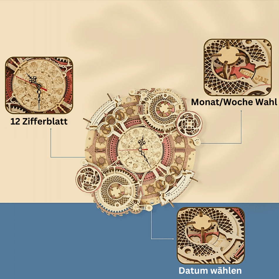 3D Holzpuzzle Kunstuhr mit Sternzeichen Kunstuhr mit Sternzeichen 3D-Holzpuzzle