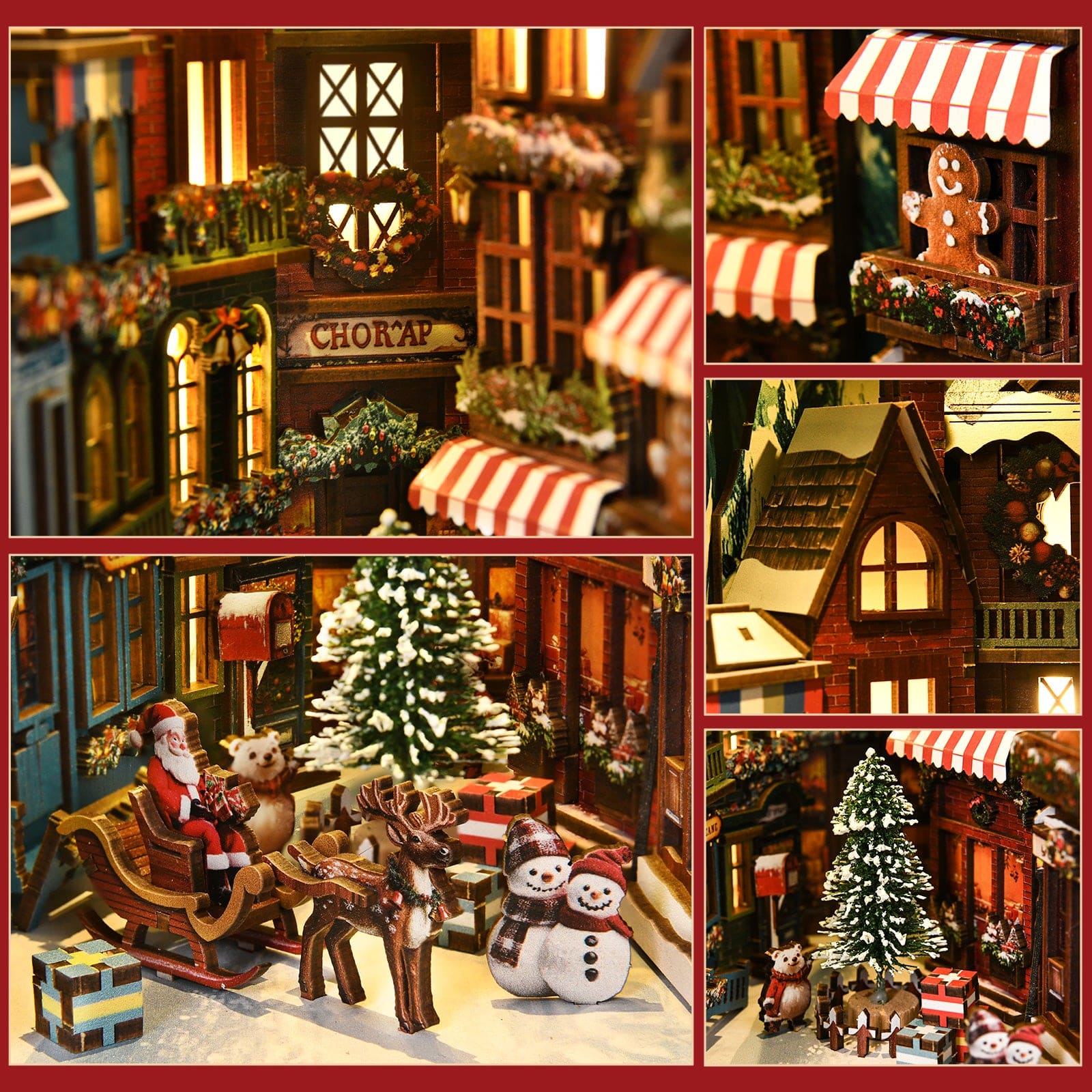 Book Nook Kits 296 Pieces | 23×18×11 cm (9.05"×7.08"×4.33") Christmas Street Corner - DIY Book Nook Kit