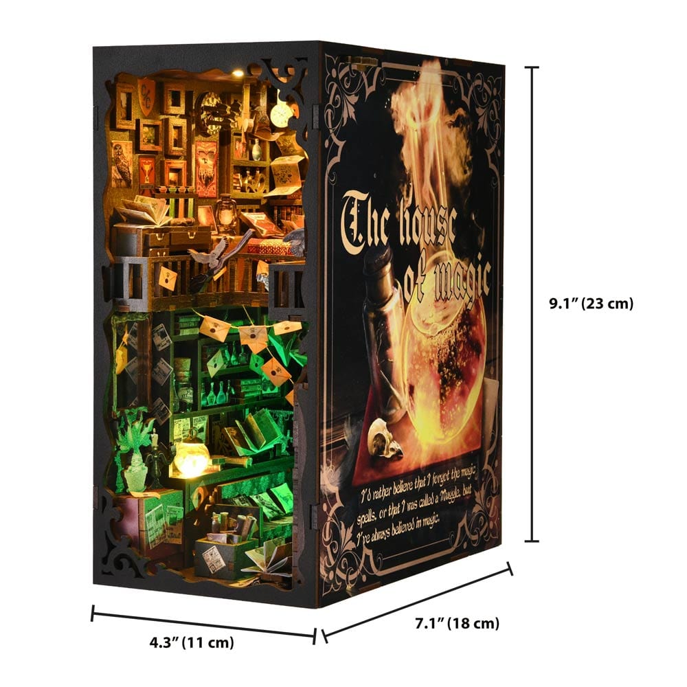 3D Wooden Puzzles 334 Pieces | 9.1"x7.1"x4.3" The House of Magic - DIY Book Nook Kit