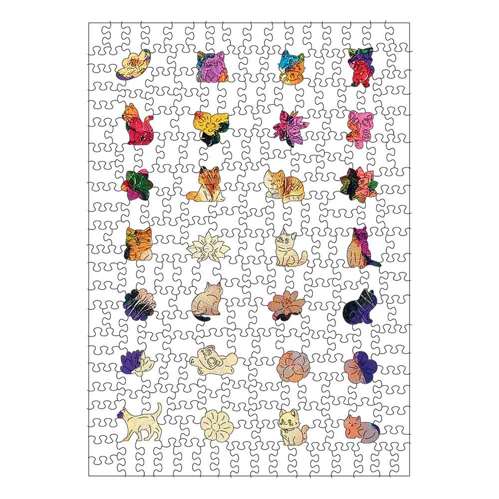 Chat Fleur - Puzzle en bois