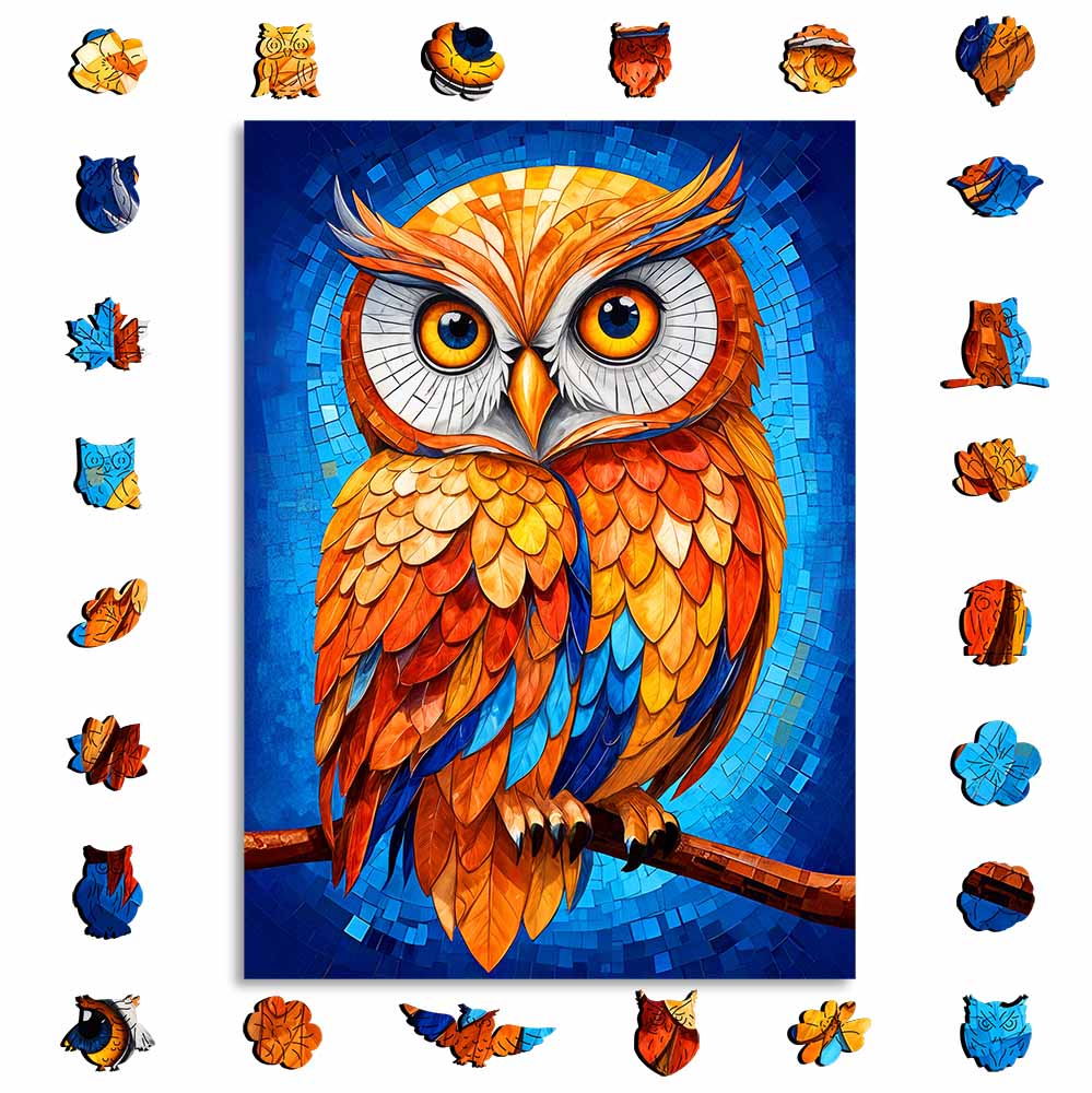 Hibou Rayonnant - Puzzle en bois
