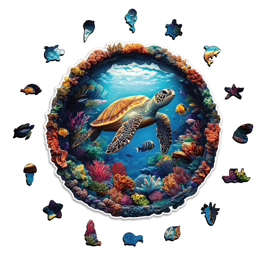 Puzzle en bois – Tortue et corail