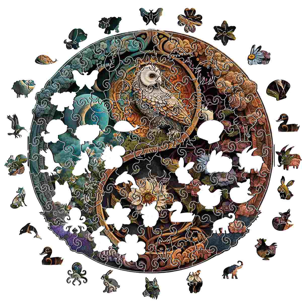 Fleur et oiseau Yin Yang - Puzzle