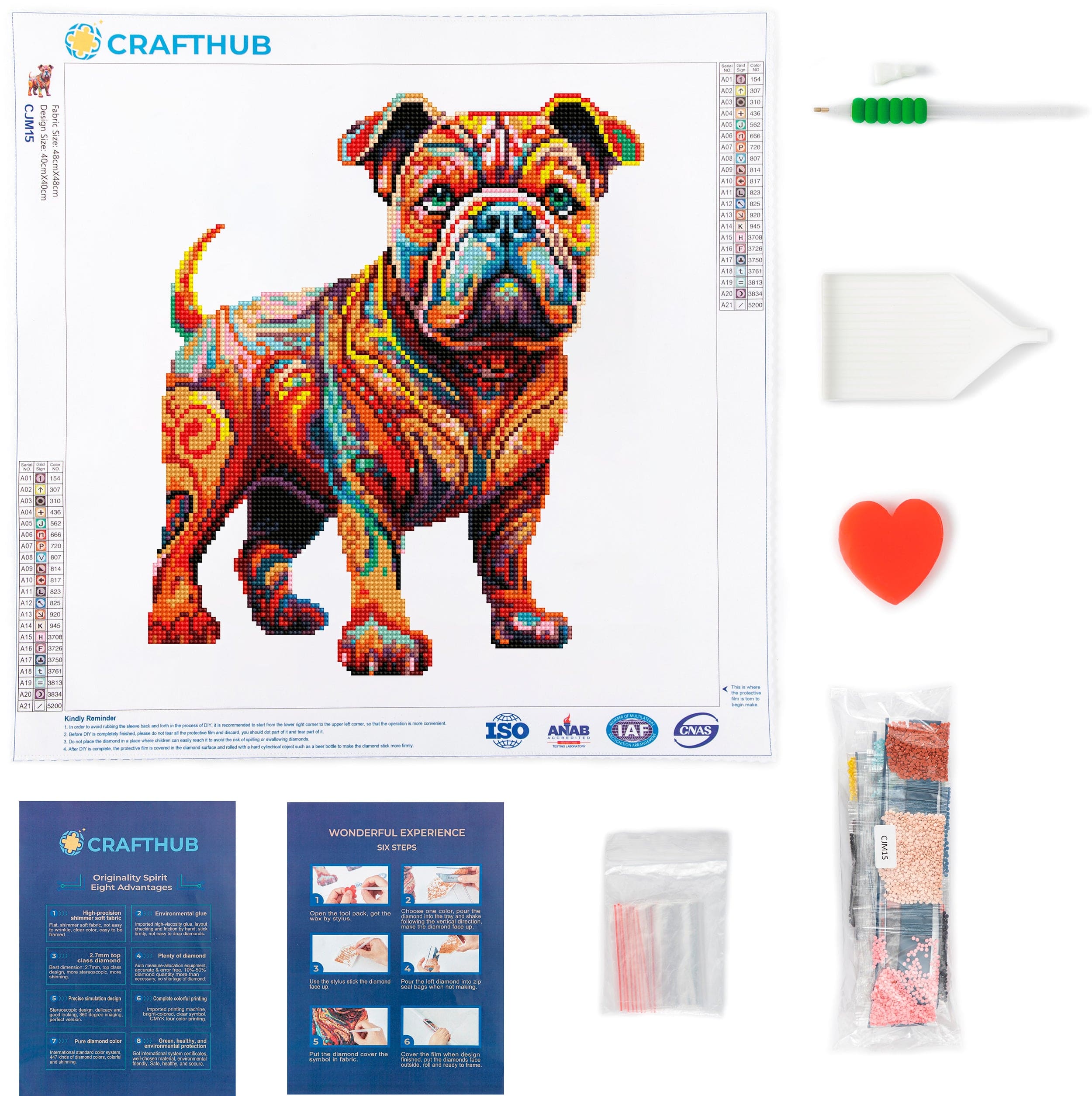 15.7"x15.7" / 40cm x 40cm BullDog - Diamond Painting Kit