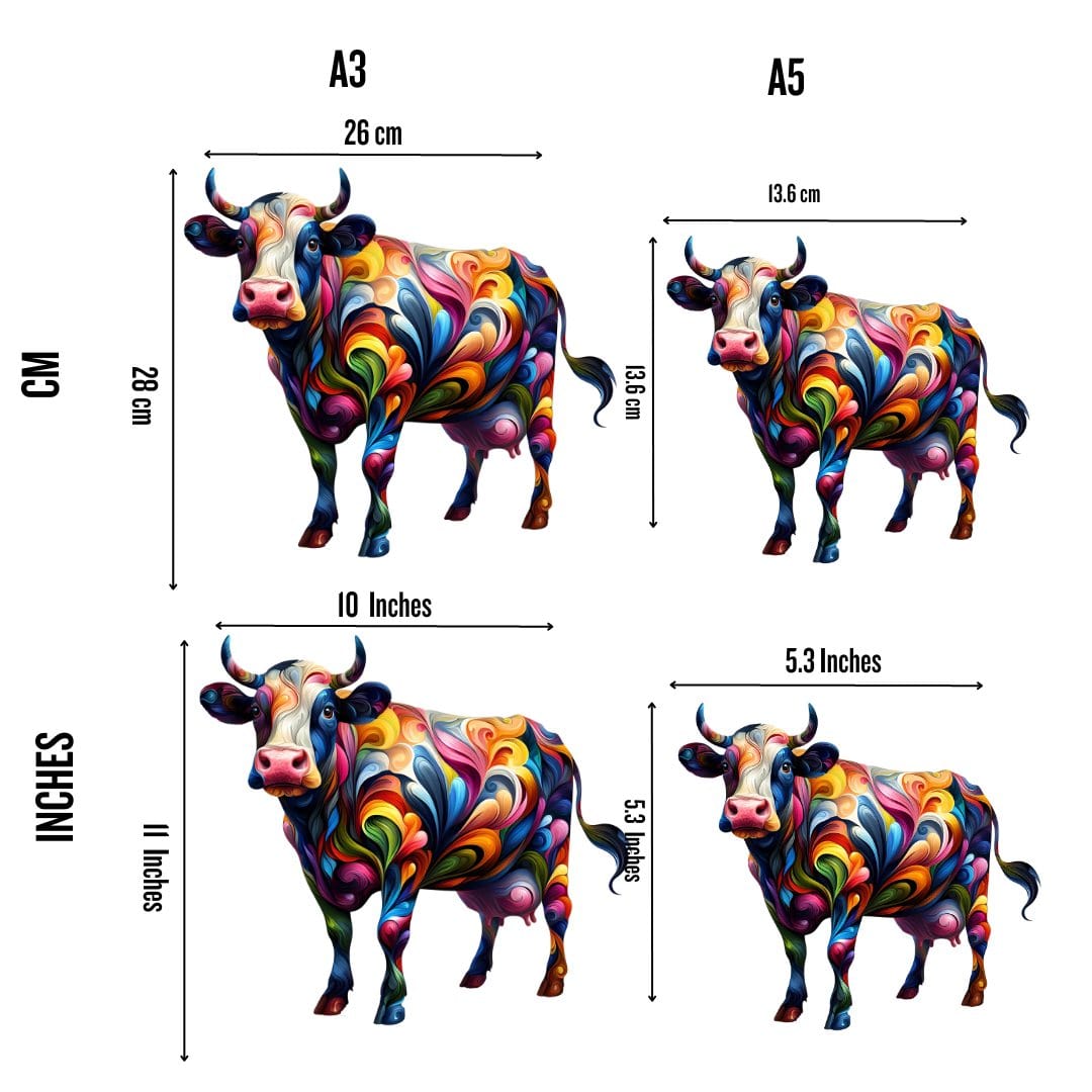 Animal Jigsaw Puzzle > Wooden Jigsaw Puzzle > Jigsaw Puzzle Cow - Jigsaw Puzzle