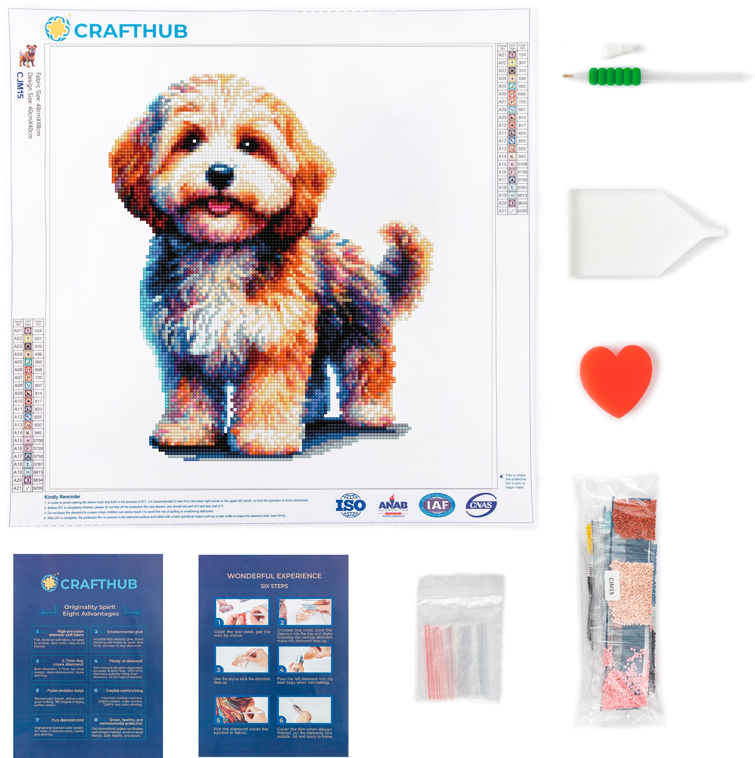 15.7"x15.7" / 40cm x 40cm Cavoodle Dog - Diamond Painting Kit