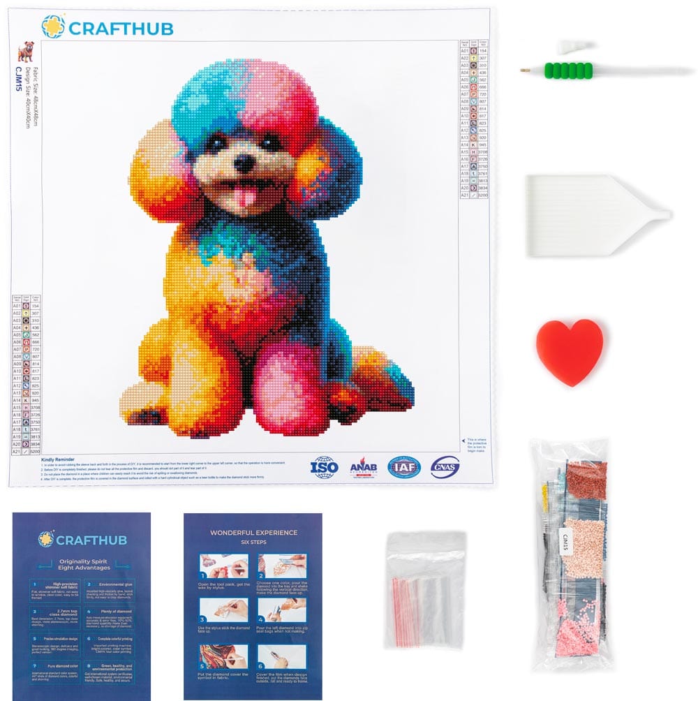 15.7"x15.7" / 40cm x 40cm Toy Poodle Dog - Diamond Painting Kit