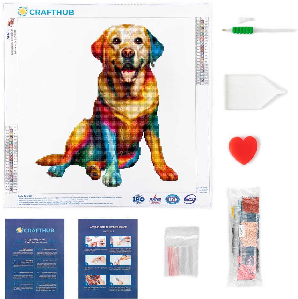 15.7"x15.7" / 40cm x 40cm Yellow Labrador Dog - Diamond Painting Kit