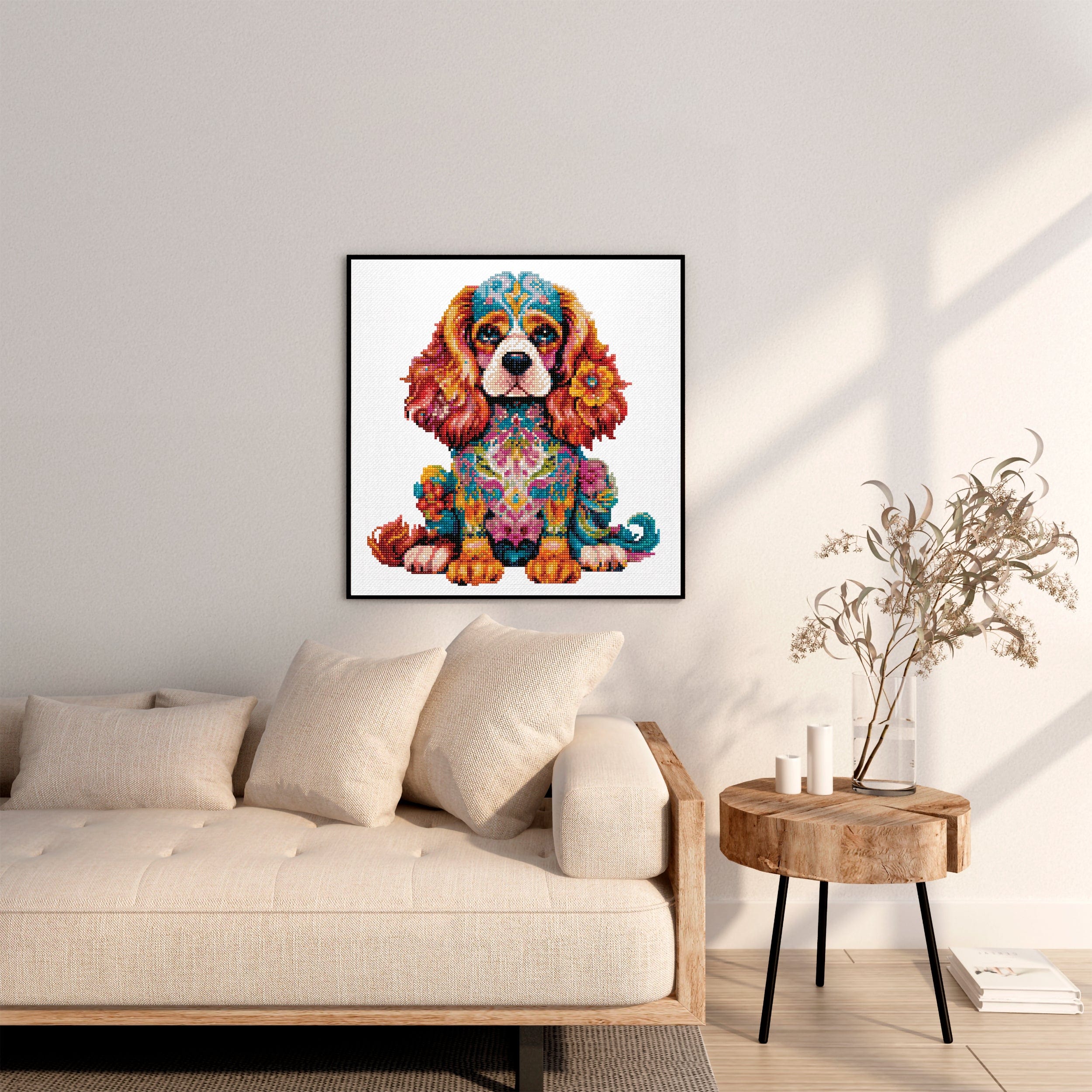 15.7"x15.7" / 40cm x 40cm King Charles Dog - Diamond Painting Kit