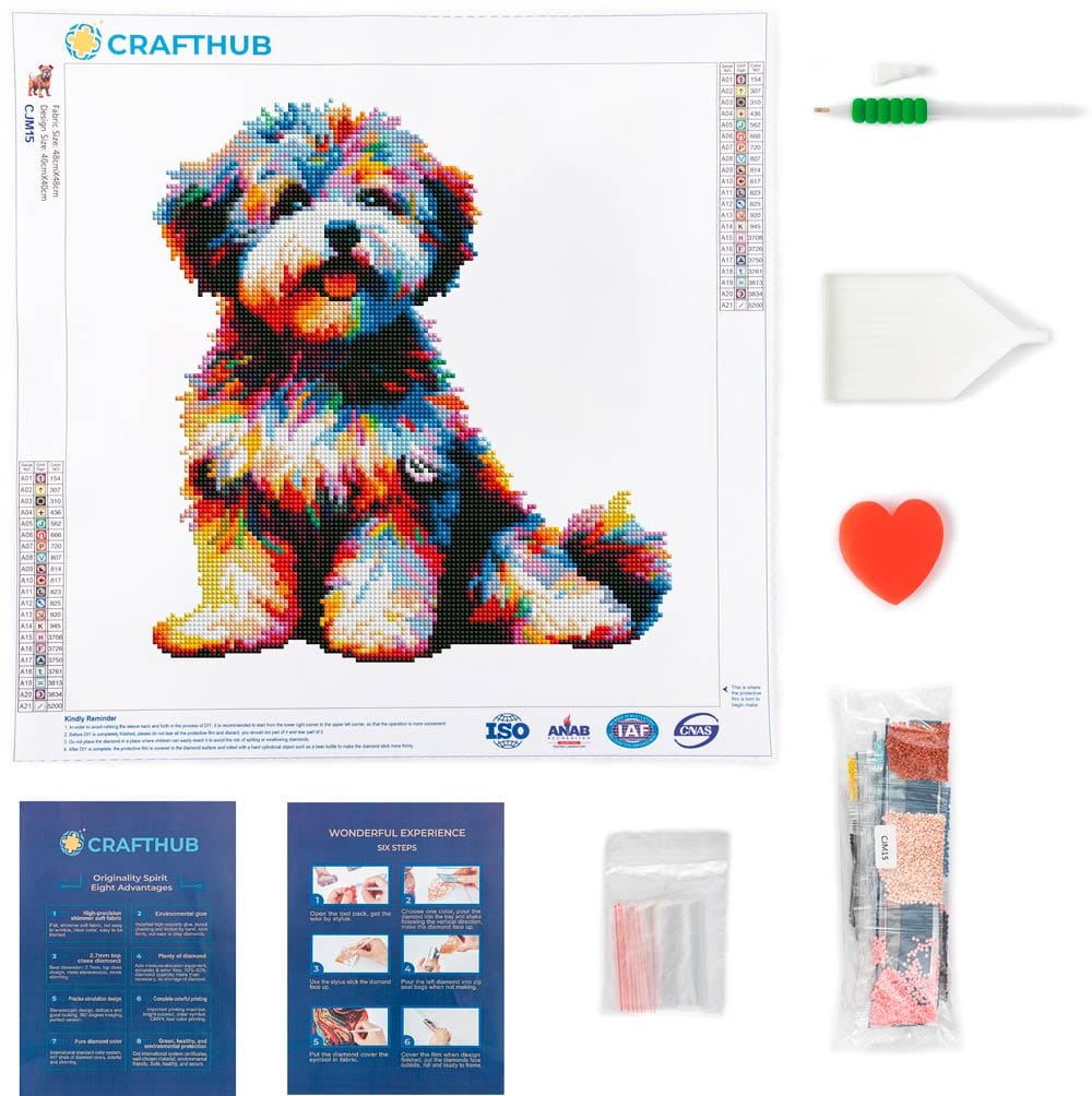 15.7"x15.7" / 40cm x 40cm Poochon Dog - Diamond Painting Kit